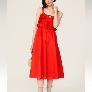 Jason Wu vibrant red midi dress